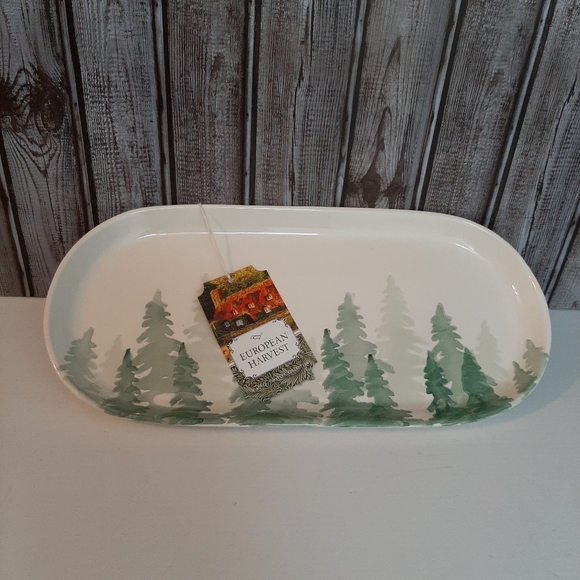 *Farval Ceramics Pine Tree Holiday Lodge Christmas Platter - Picture 6 of 14